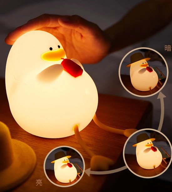 Nachtlampje Kinderen - Happy Eend - Nachtlampje baby - babykamer - LED - Timer - USB-C opladen - kinderkamer accessoires - kinderkamer lamp - babyshower - oplaadbare nachtlamp — afbeelding 5