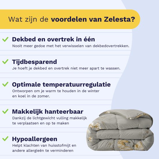 Zelesta Royalbed White Blossom 240x200cm - Dekbed zonder overtrek - 30 dagen proefslapen - Wasbaar hoesloos dekbed - Bedrukt dekbed - All year zomerdekbed & winterdekbed van Zelesta — afbeelding 4