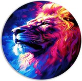 Décoration murale Lion ronde - Plat mural Animaux - Cercles muraux Couleurs - Décoration murale champêtre - Tableau rond - Cercle mural art aluminium 70x70 cm