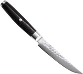 Yaxell Japonais - Série Ketu - Couteau à Steak - Acier VG10 - 61 HRC - Lame 11 cm - Acier Damassé 3 Couches - Manche Wood Pakka Zwart