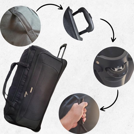 LILOSAC Reistas met wieltjes, XXL-tas, 100 cm lang, roltas, 164 l, grote reistas met wielen, Zwart 90 cm, 90 cm, Basic