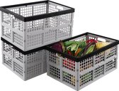 Online Europe, Witte Vouwkratten 3 Stuks, Boodschappenkratten 50x35x26,5cm