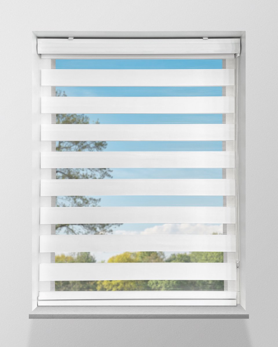 Duo Rolgordijn Lichtdoorlatend - Wit - 91x240cm - Op maat gemaakt
