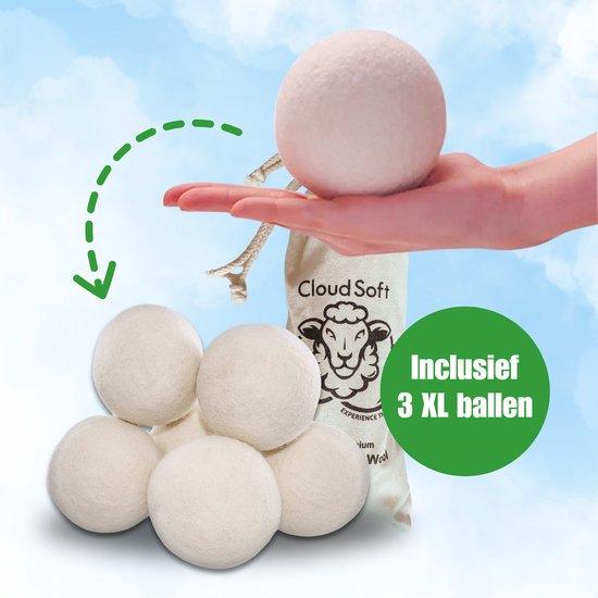 Foto: Drogerballen xl 3 stuk zero waste premium quality 100 newzealands schapenwool