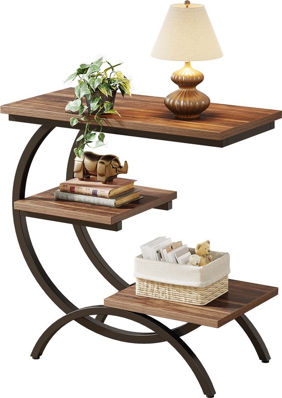 TRIBESIGNS - Bijzettafel - Bedtafel - Zijtafel - 30 x 60 x 65 cm - Nachtkastje Kleine Salontafel voor Woonkamer Slaapkamer - Bruin