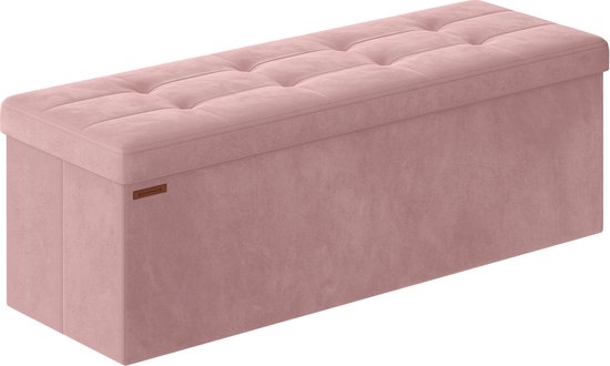 Foto: Poef met opbergruimte inklapbare zitbank 38 x 110 x 38 cm voetenbank opbergdoos tot 300 kg belastbaar voor woonkamer slaapkamer hal pastelroze