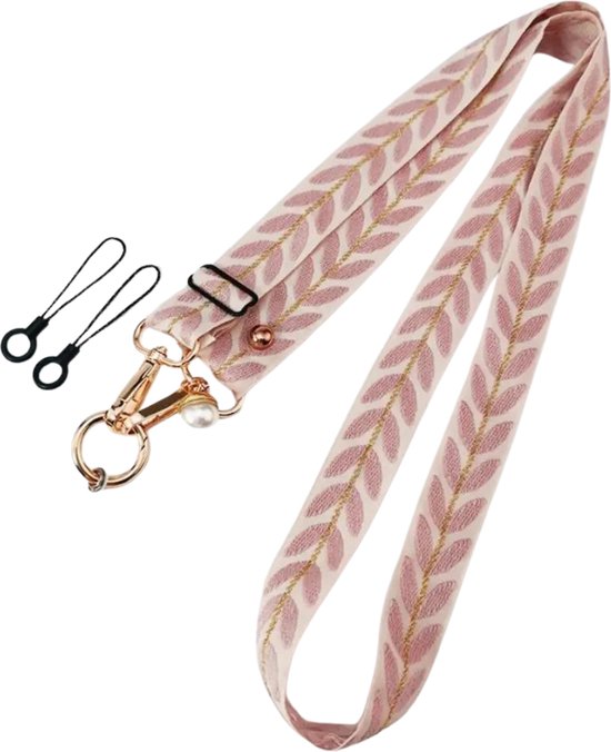 HappyCase Madeira Universele Crossbody Ketting Telefoonkoord (120CM) Zwart