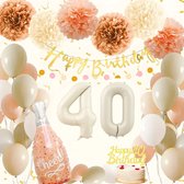 FeestmetJoep® 40 jaar verjaardag versiering & ballonnen - Beige & roze