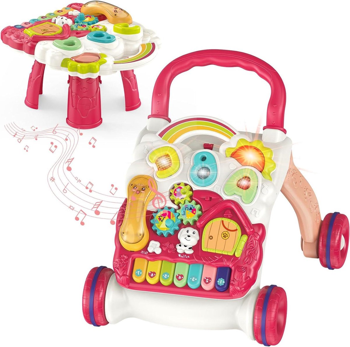 Loopwagen baby multifunctionele loophulp licht instelbare snelheidsmuziek afneembaar speelbord kinderen vanaf 6 maanden loopwagen baby