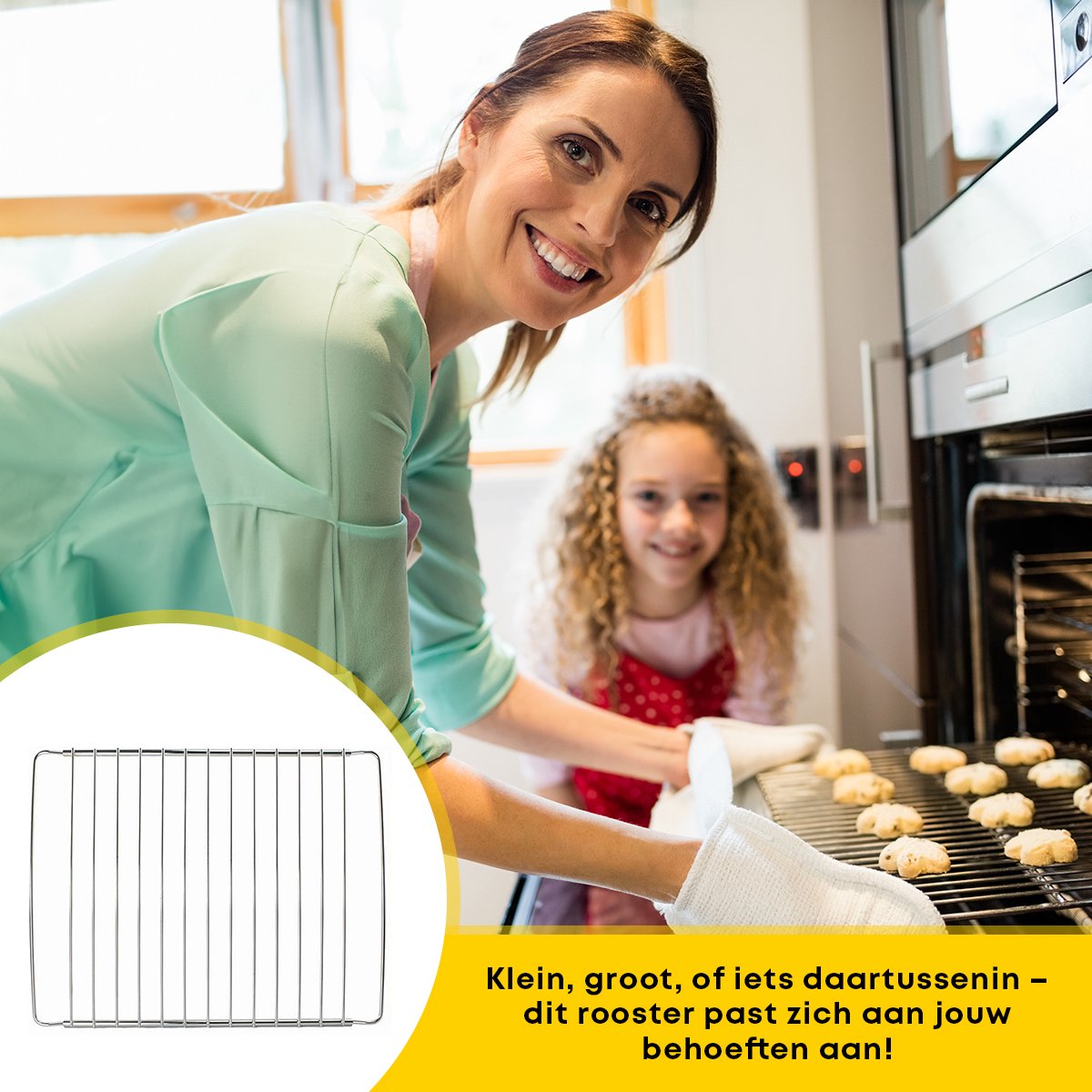 MiniMaxi Universele Ovenrooster 35 CM tot 61 CM - Zeer Grote Verstelbaarheid - Stainless Steel RVS - Past In Vaatwasser En Is Roestbestendig - Voor BBQ Rooster en Koelkast Inlegrooster - eBook toegang — afbeelding 7
