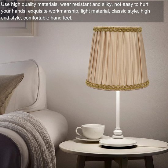 2 Abat-jour Style Européen E14 - Tissu Blanc, Pour Lampe De Table Et Lustre, 11,2x15,2x14cm - 13