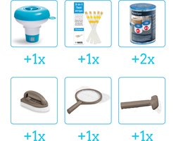 Spa Onderhoudsset - Startersset - Onderhoud Spa - bevat Schoonmaaksets - Chloordrijver - Testrips en Filters - Spa Onderhoud Startersset - Onderhoud voor Spa - Geschikt voor alle type Spa's (4-delig)