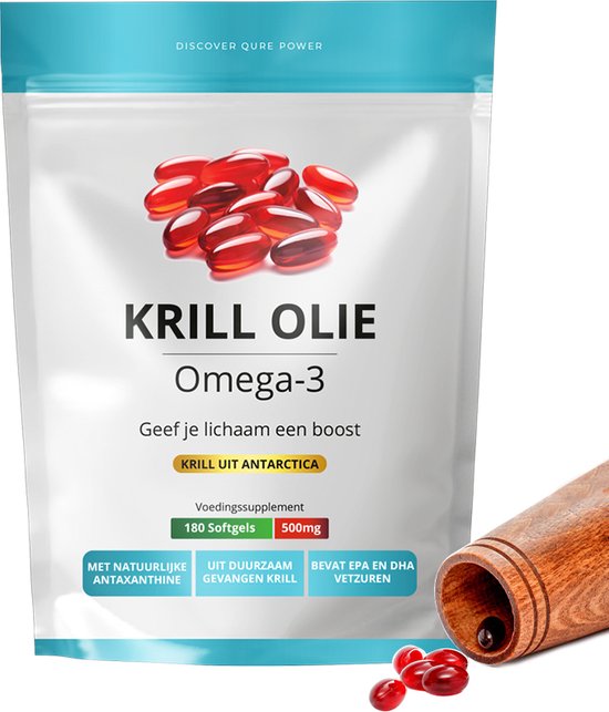 Foto: Krill olie capsules 180 stuks 1000 mg per dag rijke bron van omega 3 beste alternatief voor visolie geen vieze nasmaak van vis 3 maanden voorraad