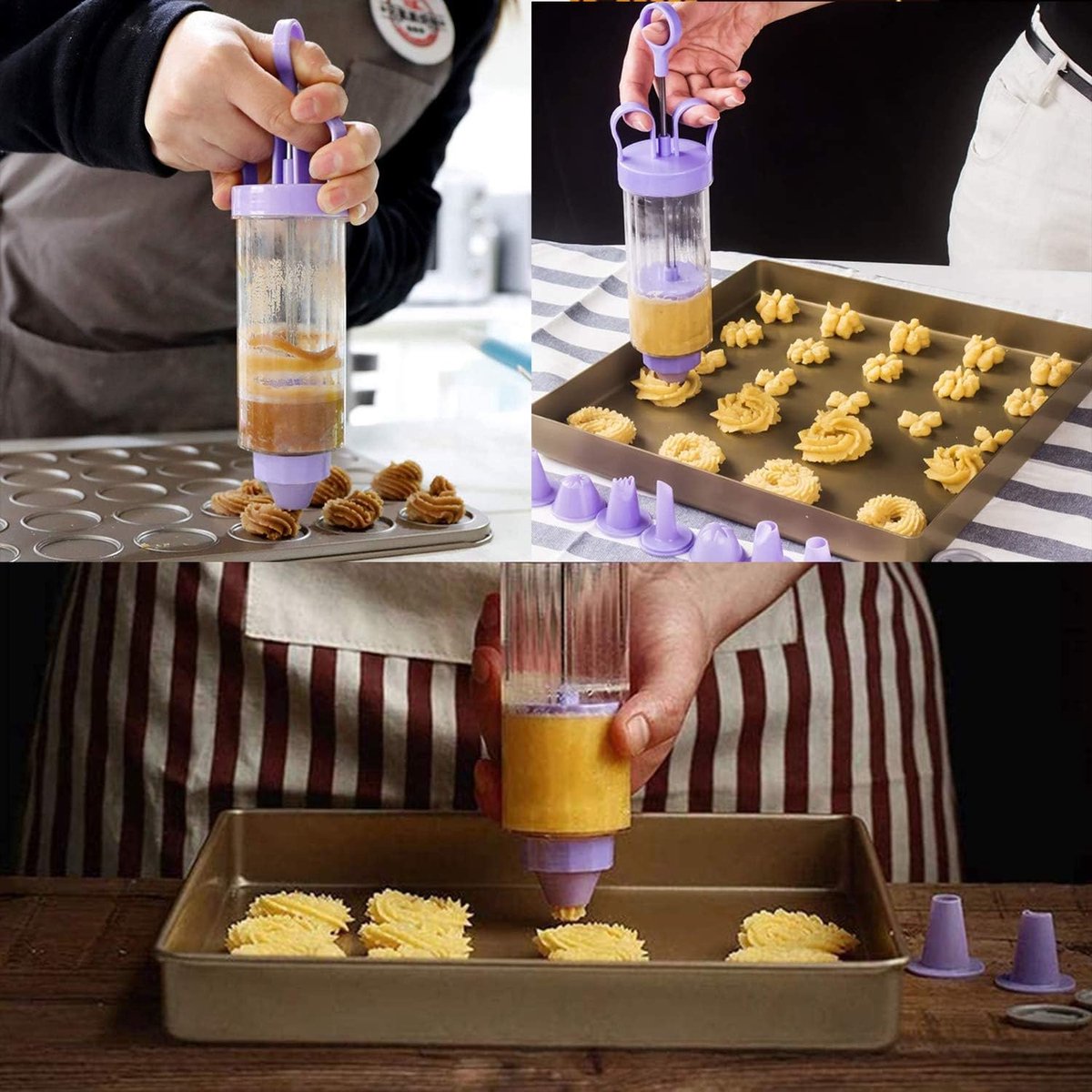 Garneerspuit met 8 spuitmonden taartdecoratiestift suikerglazuur 10 soorten bloemenpatroon taartdecoratiegereedschap crèmespuit koekjes ingelijste buizencake-bloemenpers