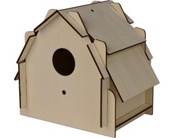 De Bouwplaats Vogelhuisje bouwpakket - Hout - Eenvoudig - 17x17x18 cm