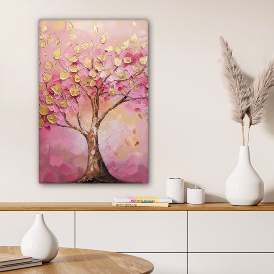 Peinture sur toile 40x60 cm - Décoration murale Arbre - Goud - Or - Moderne - Décoration murale murale salon - Décoration chambre - Accessoires de chambre - Peintures