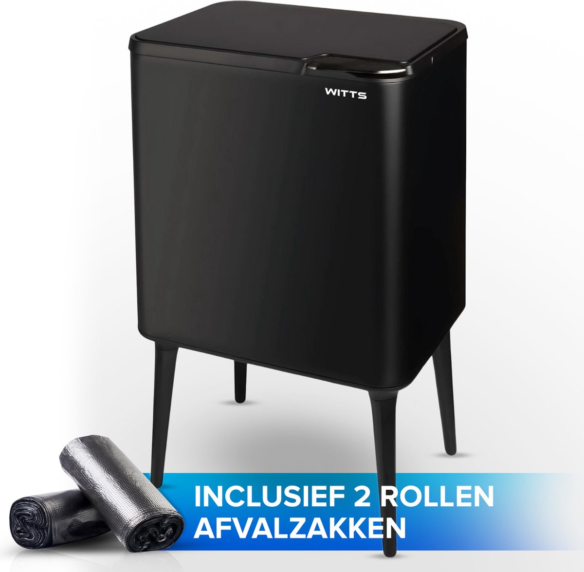 WITTS Prullenbak Afvalscheiding - Soft Touch Prullenbak - Prullenbak Zwart - Prullenbak 50 Liter op Prijzenvolger.com