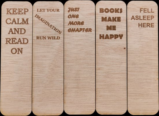 Djemzy - marque-pages en bois - marque-pages - marque-pages avec citations - Set de 5 - couleur bois - bois - contreplaqué 3,6 mm