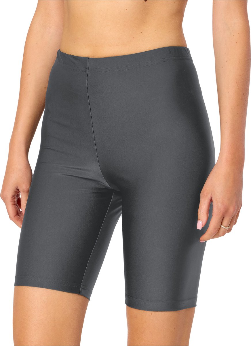 Merry Style MS-MS10-333-SWLE Dames lange Zwembroek - Zwemshorts - Bikinibroekje - Elastische tailleband - Polyamide & Elastaan - Grafiet - 44