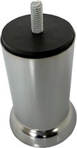 Stalen budget meubelpoot chroom rond ø 4 cm en hoogte 10 cm (M8)