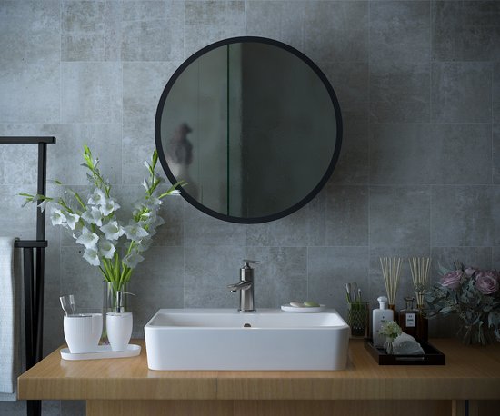 Mano Collection - Prime - Zwart 60x60x14 cm Zwart Spiegel Enkeldeurs ...