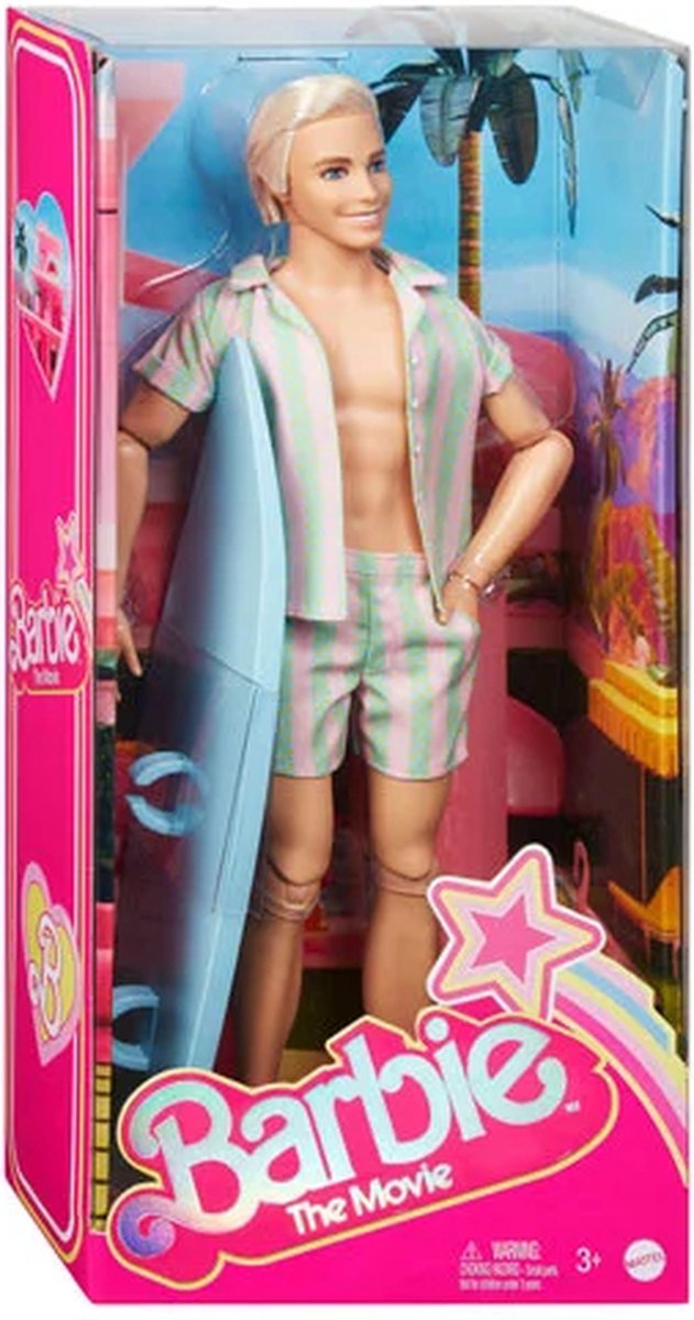 Poupée Ken – Barbie Le Film – Look Plage Avec Planche De Surf – Mattel 2023 – Neuf