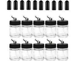 Single Action Airbrush glazen flessen - 10 stuks 22 CC - pot caps - voor Master Airbrush