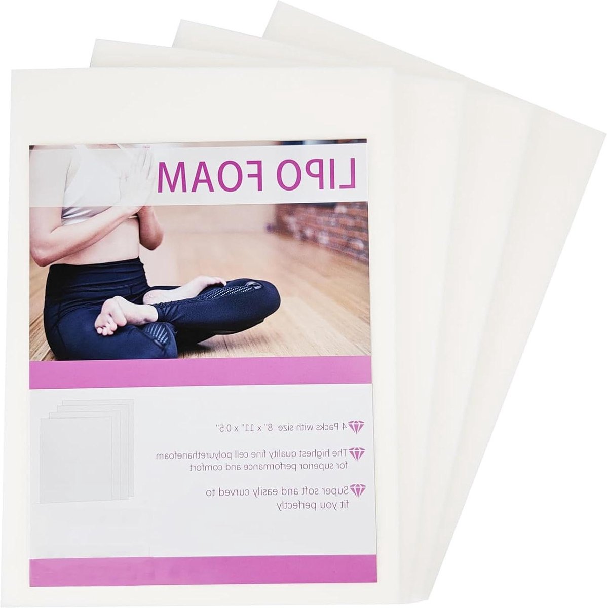 Lipo-schuimpads 8 "x 11" voor Liposuctie Herstel - 4 Pack Buikcompressiekleding Extra Dikke AB Board-schuimplaat
