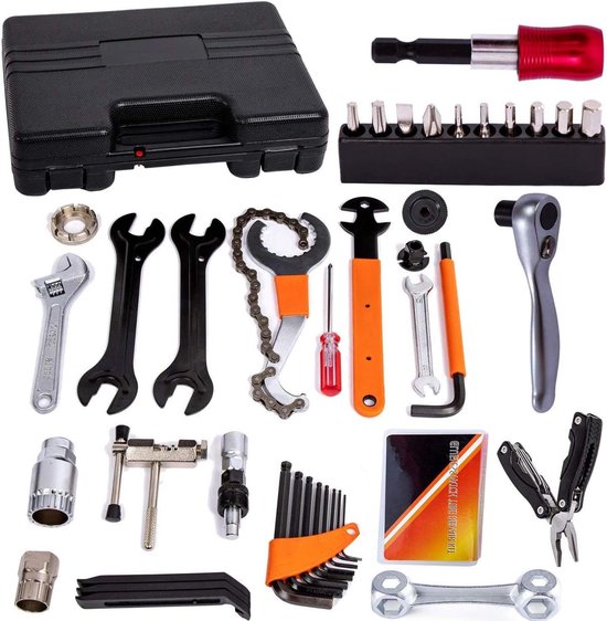 COZYROOMY Fietsreparatiegereedschapsset-Fiets-multigereedschapsset met omkeerbaar ratelgereedschap & 10 gereedschapsbits, botensleutel, Band reparatie tool, draagbare fietstas. 6 maanden garantie
