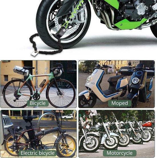 Alarm Remschijf Bike Lock Cyclus Hangslot - Motorfiets Motor Kettingslot - Beveiliging Scooter - 1.2 m - Fiets. chain lock van ALA — afbeelding 3