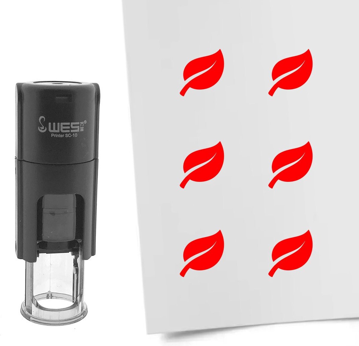 CombiCraft Stempel blaadje 10mm rond rode inkt per 1 stuk