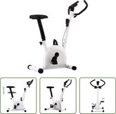 Bol.com The Living Store Hometrainer Fitnessfiets - 90x38x103 cm - zwart/wit - verstelbaar zadel - LCD-scherm - anti-slip pedalen aanbieding
