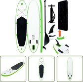 Bol.com The Living Store Stand Up Paddleboard - 330 x 72 x 10 cm - Groen/Wit - PVC/EVA - 1 volwassene - 80 kg draagvermogen - 12... aanbieding