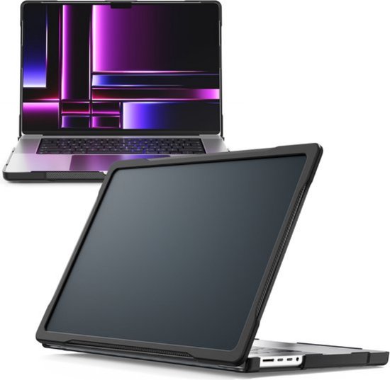 Case2go - Coque pour Macbook Pro 16 pouces (2021 & 2023) - Protection 360 - Hardcase - Zwart