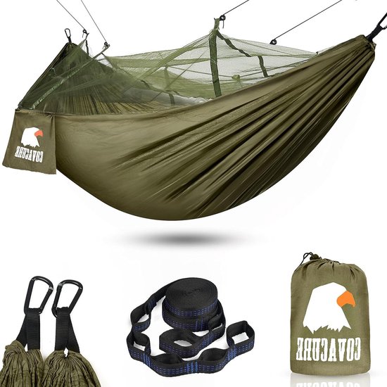 Camping Hangmat, Draagbare Camping Hangmat Met Klamboe Parachute Nylon Stof Lichtgewicht Hangmat Voor Strand Reizen Wandelen Berg Avonturier