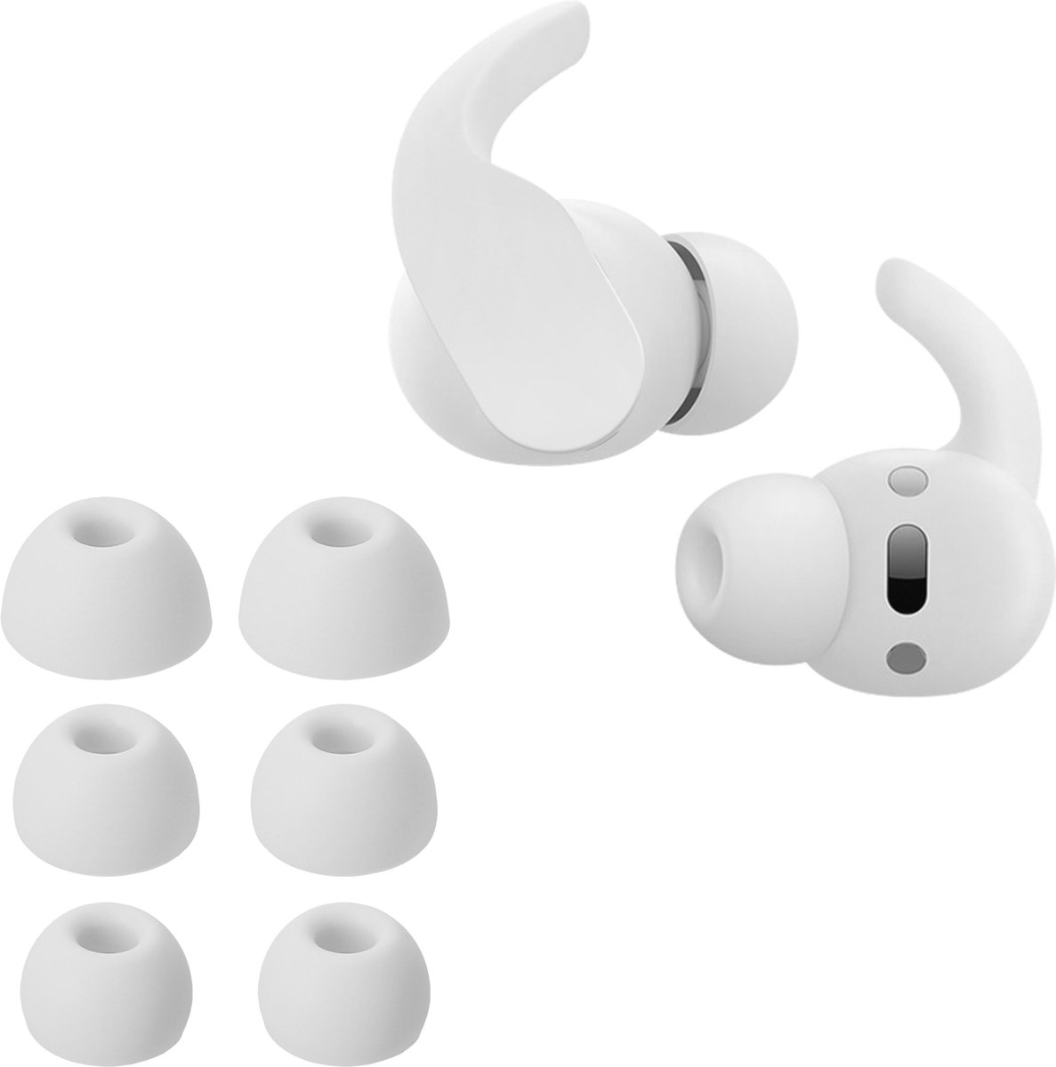 kwmobile 6x cover voor in-ear oortjes geschikt voor Beats Fit Pro - Vervangende oordopjes van siliconen in wit - 3 maten