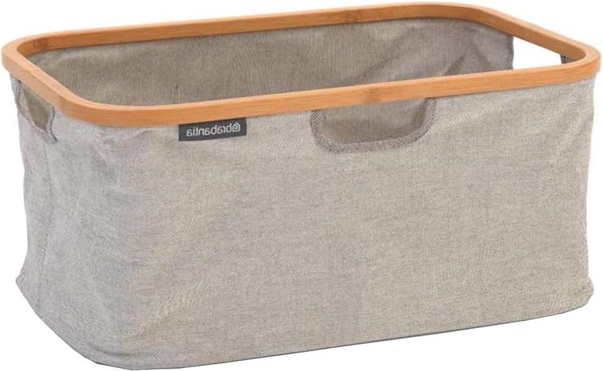 Goedkoopste Wasmand Opvouwbare Wasmand Grijs Bamboe 45L met Deksel wasmand