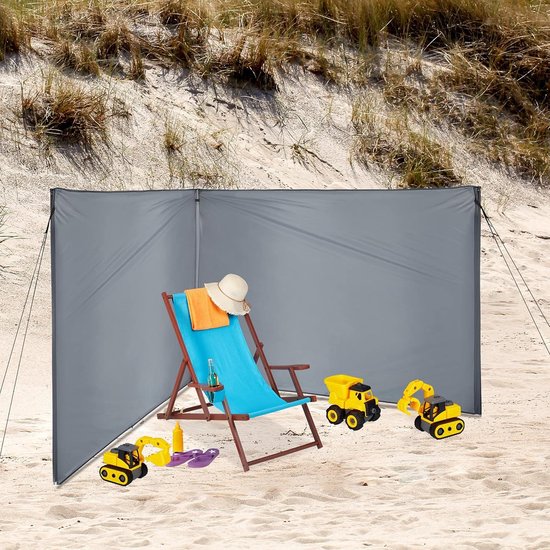Strand Windscherm Met Stokken | Windscherm Strand | Windscherm Camping | 15 Meter | Flamingo | Blauw/Wit gestreept