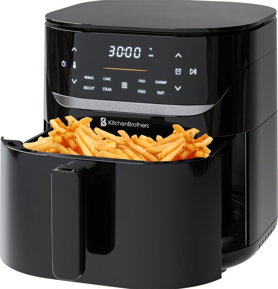 Foto: Kitchenbrothers airfryer xl 5l 1500w heteluchtfriteuse 80 c tot 200 c 8 kookprogramma s zwart