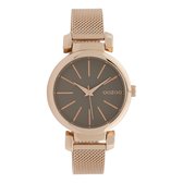 OOZOO Timepieces - Rosé goudkleurige horloge met rosé goudkleurige metalen mesh armband - C10130
