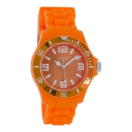OOZOO Timepieces - Fluo oranje horloge met fluo oranje rubber band - JR223