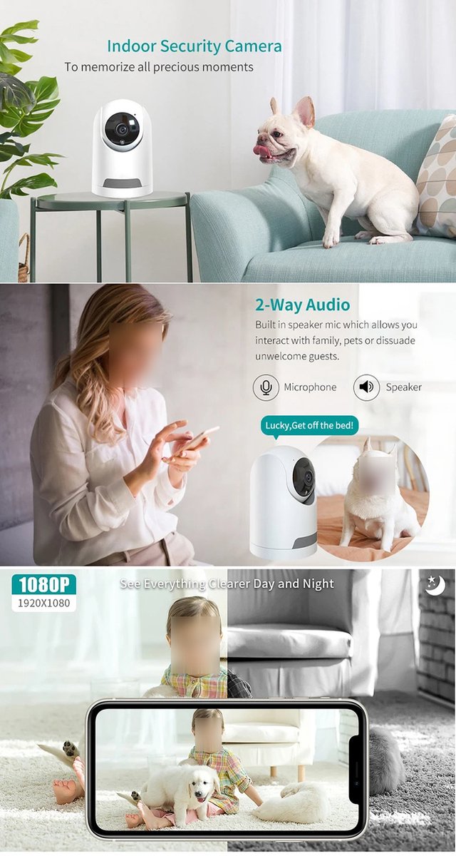 DrPhone ProGuard - Wifi Bewakingscamera - PTZ Camera - Infrarood Nachtzicht - Draadloze Beveiligingscamera - Twee Weg Audio - Mobiele App - Wit van DrPhone — afbeelding 2