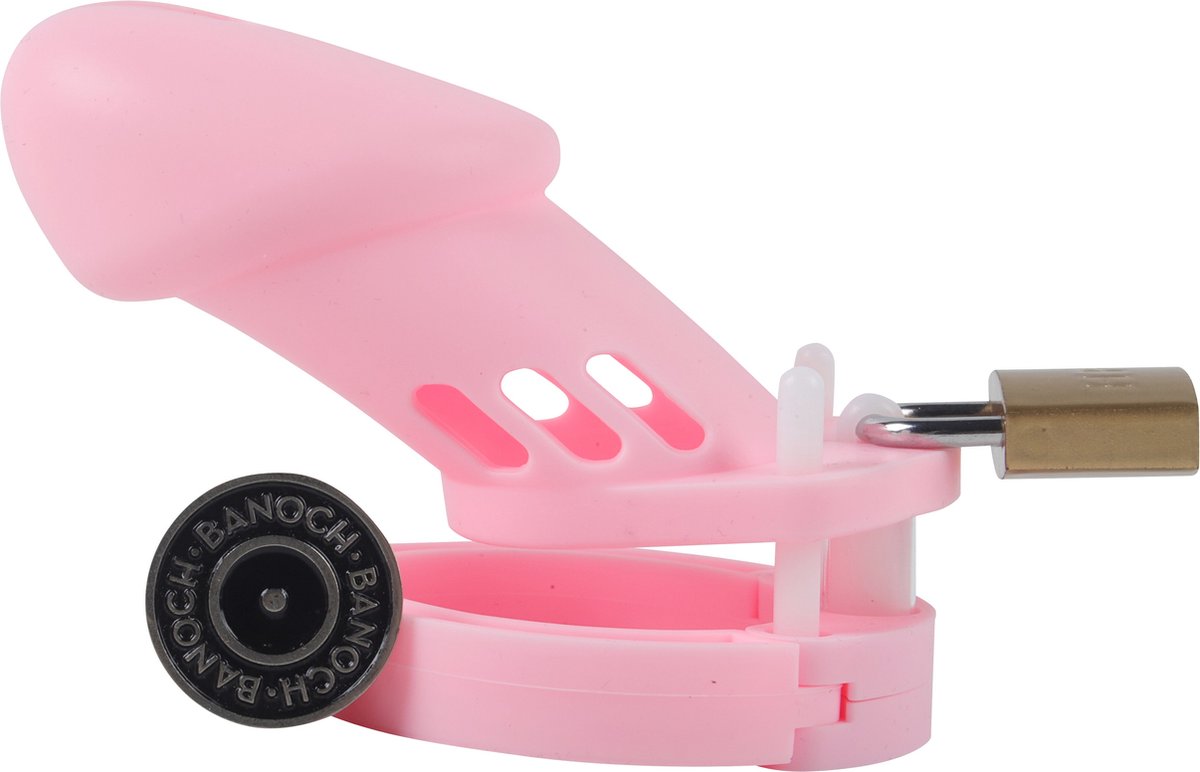 Goedkoopste Banoch | Cockcage Pink | siliconen | roze Chastity Cage met 5 ringen | medium / large