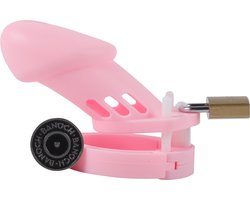 Banoch | Cockcage Pink | siliconen | roze Chastity Cage met 5 ringen | medium / large
