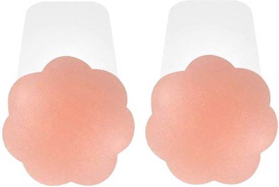 Teep Plak BH Push Up - Nipple Covers Siliconen – Tepelplakkers – Tepelstickers – Tepelbedekkers – Herbruikbaar - Beige – 10cm
