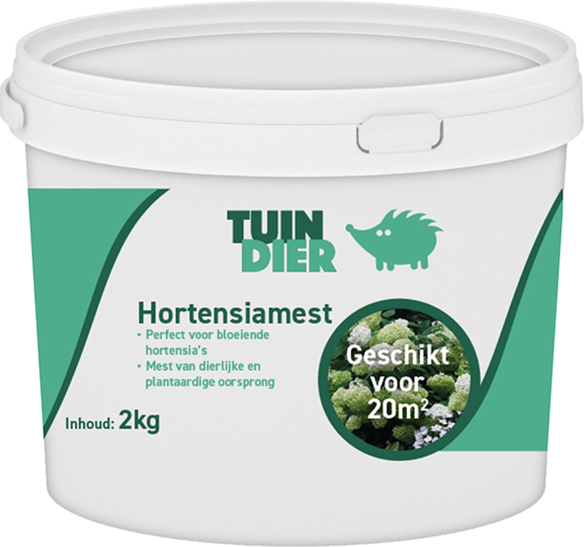 Hortensia mest | TUIN-DIER® | Hortensia voeding | Hortensiamest | Hortensiavoeding | 100% natuurlijk | In handige bewaaremmer | 2.000 gram | 2 kilogram
