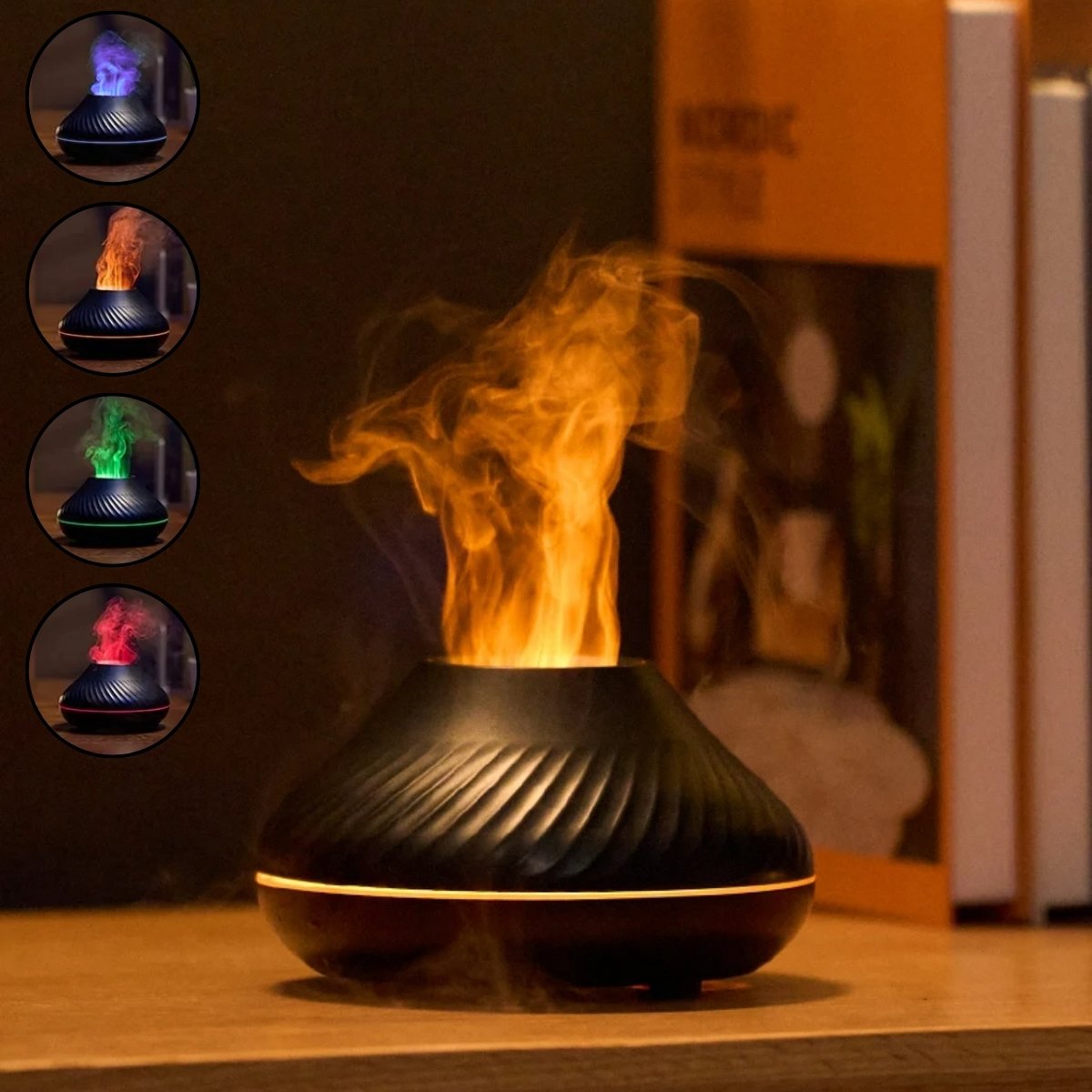 Boncy® Bonfire Aroma Diffuser – Luchtbevochtiger Aromadiffusers met 4 Licht-opties – Geurverspreider Vernevelaar – Aromatherapie Aromadiffusers - etherische olie Verdamper Verstuiver — cadeau in Wonen & Interieur - foto 2