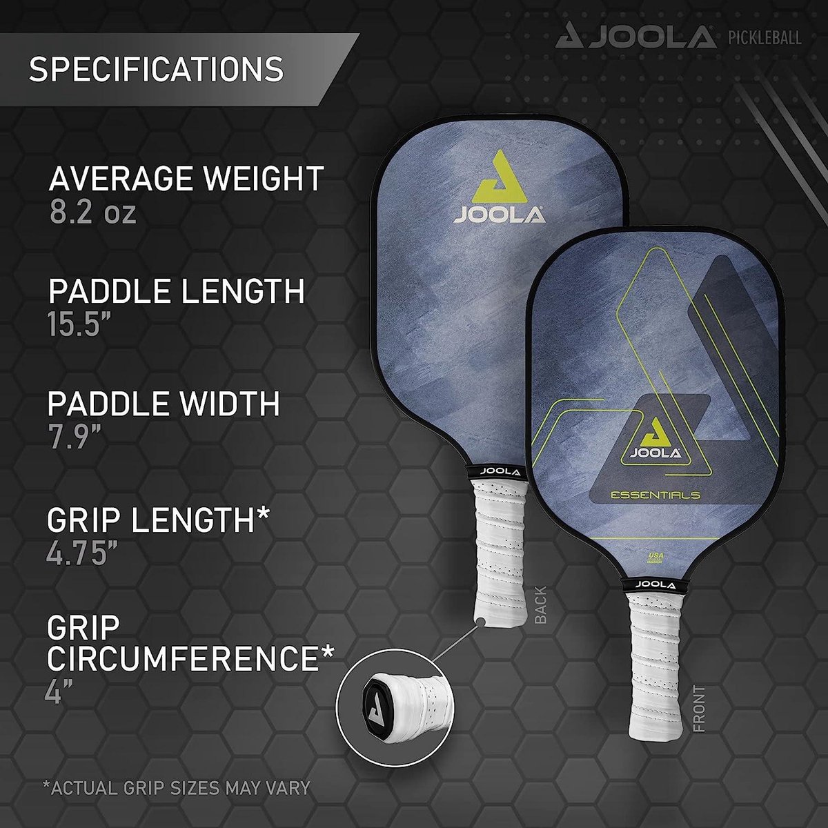 Essentials Performance Pickleball Paddle - versterkt glasvezeloppervlak - honingraat polypropyleen kern - beste kwaliteit-2021