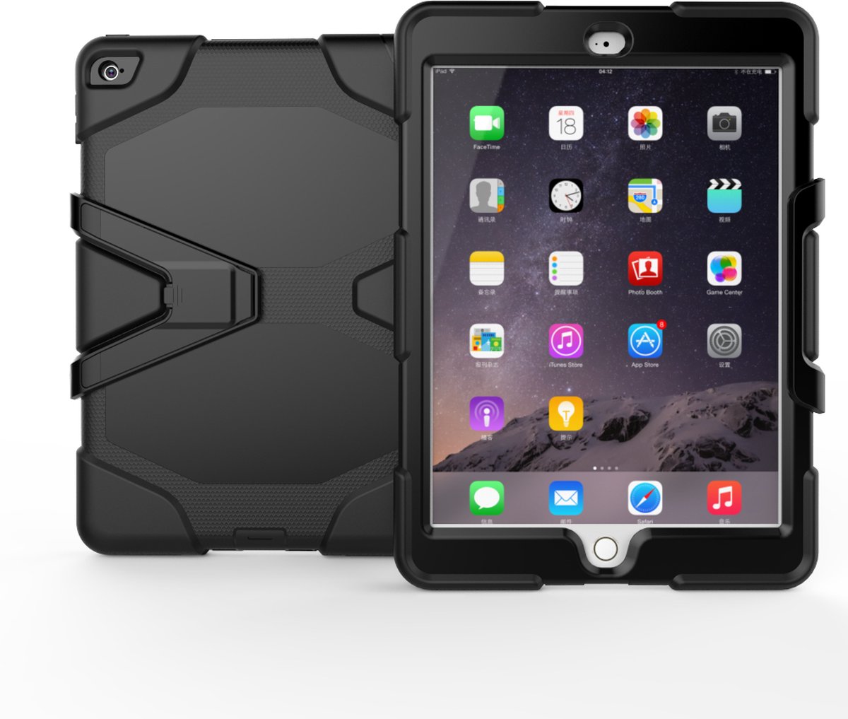 Hoes geschikt voor iPad Air 2 2014 Extreme Robuuste Armor Case Hoesje Tablethoes Zwart