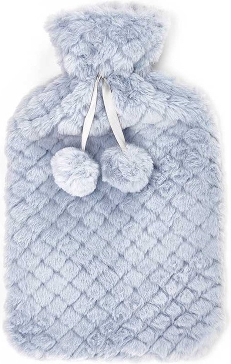 Goedkoopste Giftdecor Warmwater kruik - 1.8 liter - hoes in het blauw/grijs - winter kruiken - bedkruiken - kinderen/volwassenen